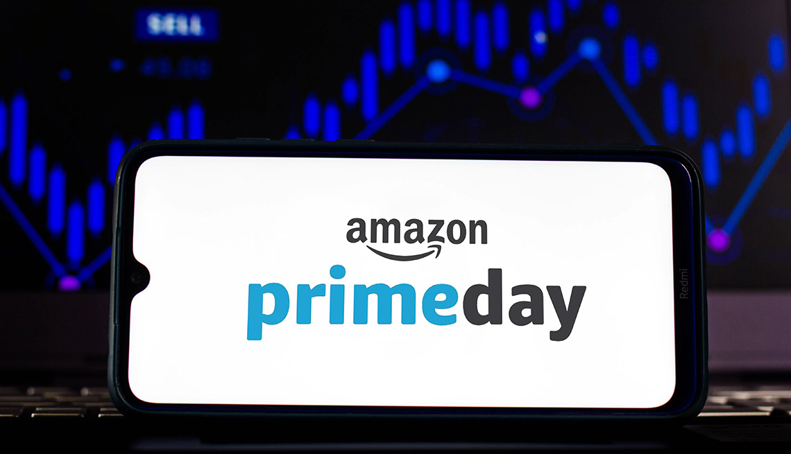 The Amazon Prime Day logo is displayed on a smartphone screen