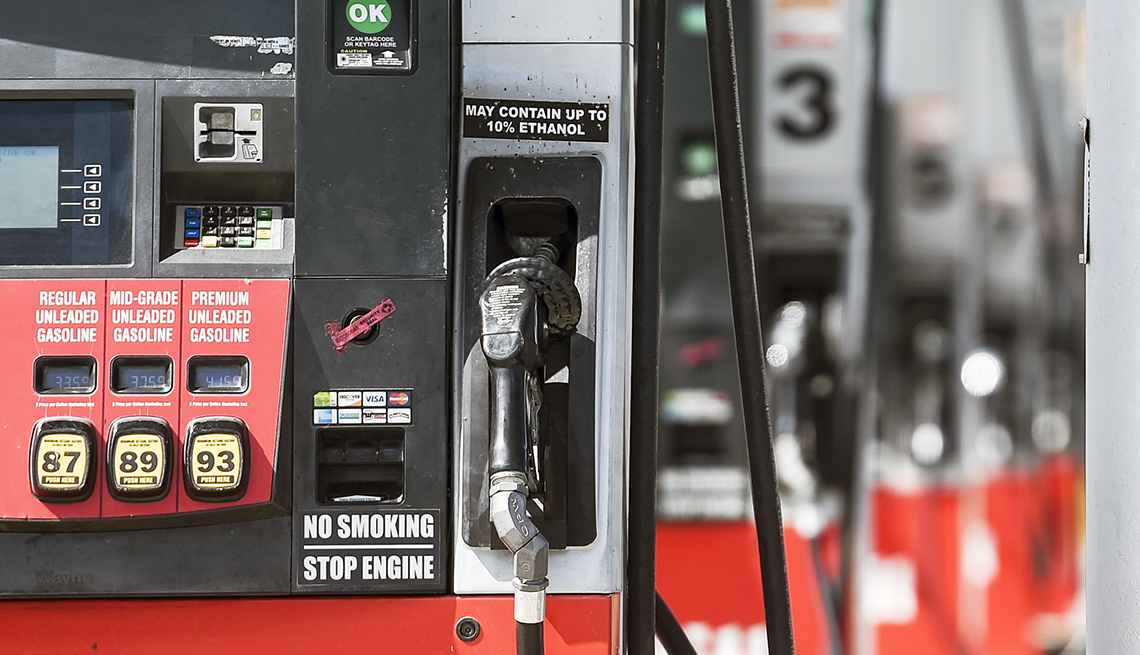 close view of gasoline fuel pumps at a gas station on route 724 in Gibraltar, PA