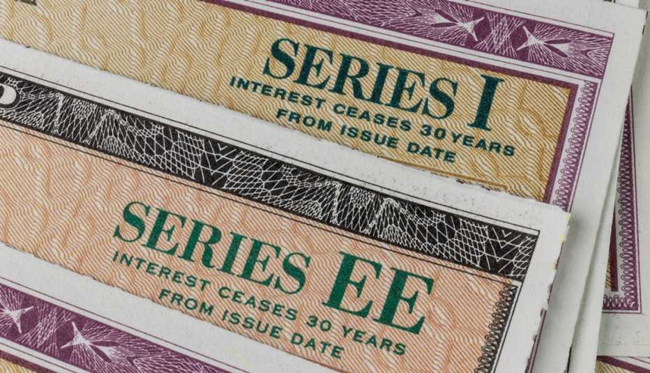 corner view of Series EE and Series I. Savings bonds issued by the U.S. Department of the Treasury