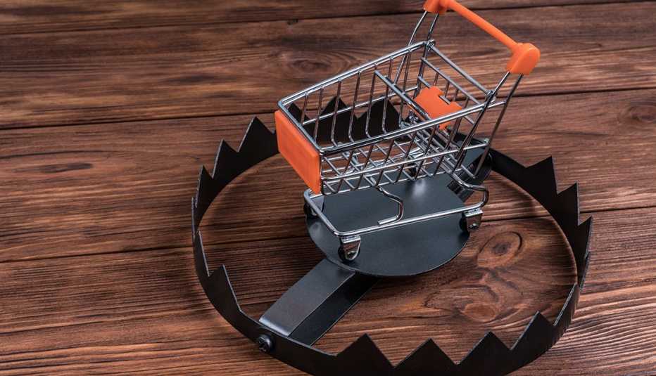 a shopping cart in a trap