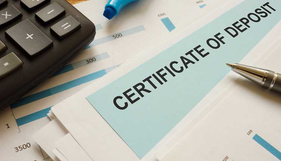a certificate of deposit document on a tabletop