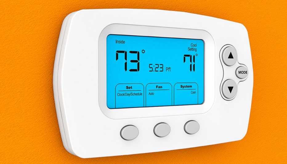 Illustration of a smart programmable home thermostat