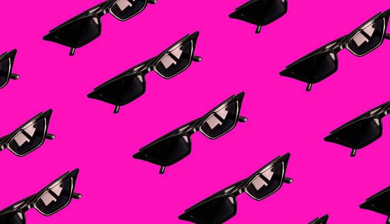 repeating pattern of sunglasses on pink background