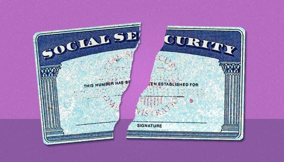 Social Security ID card torn in two