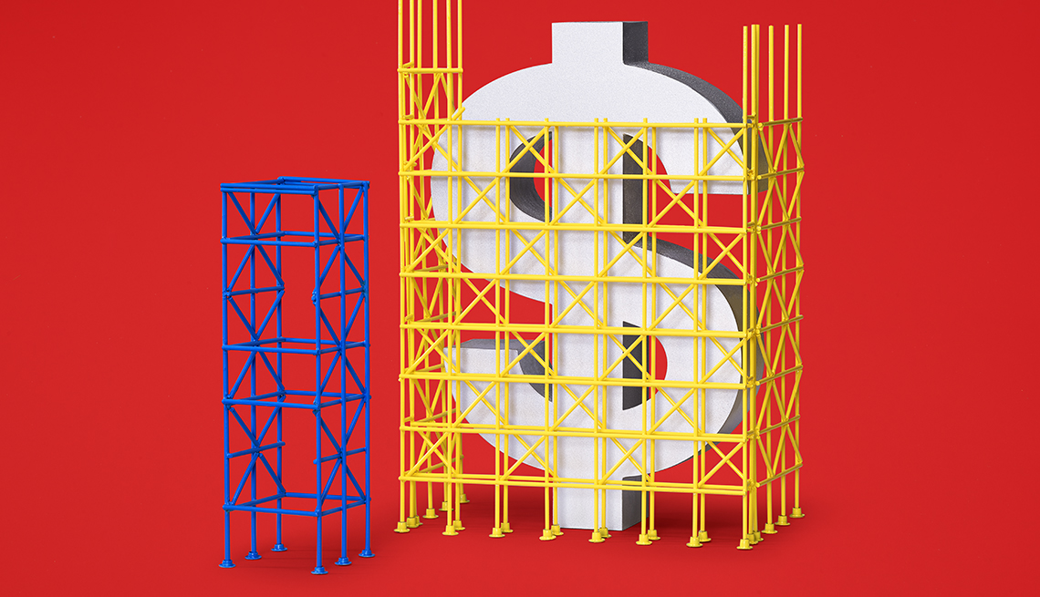 photo illustration of a large dollar symbol with scaffolding around it as if it is undergoing repairs