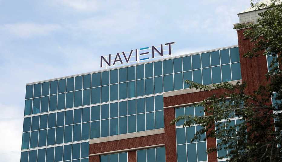exterior of the Navient company sign on an office building in Wilmington, Delaware