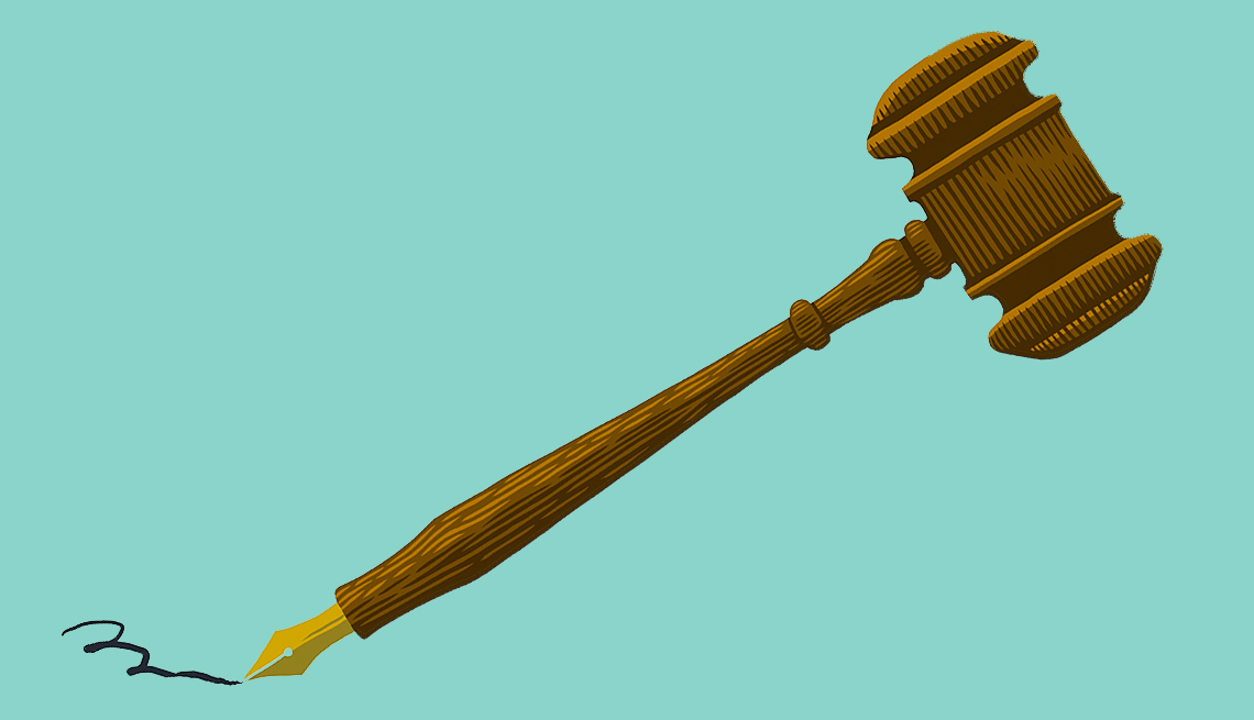law gavel as a pen
