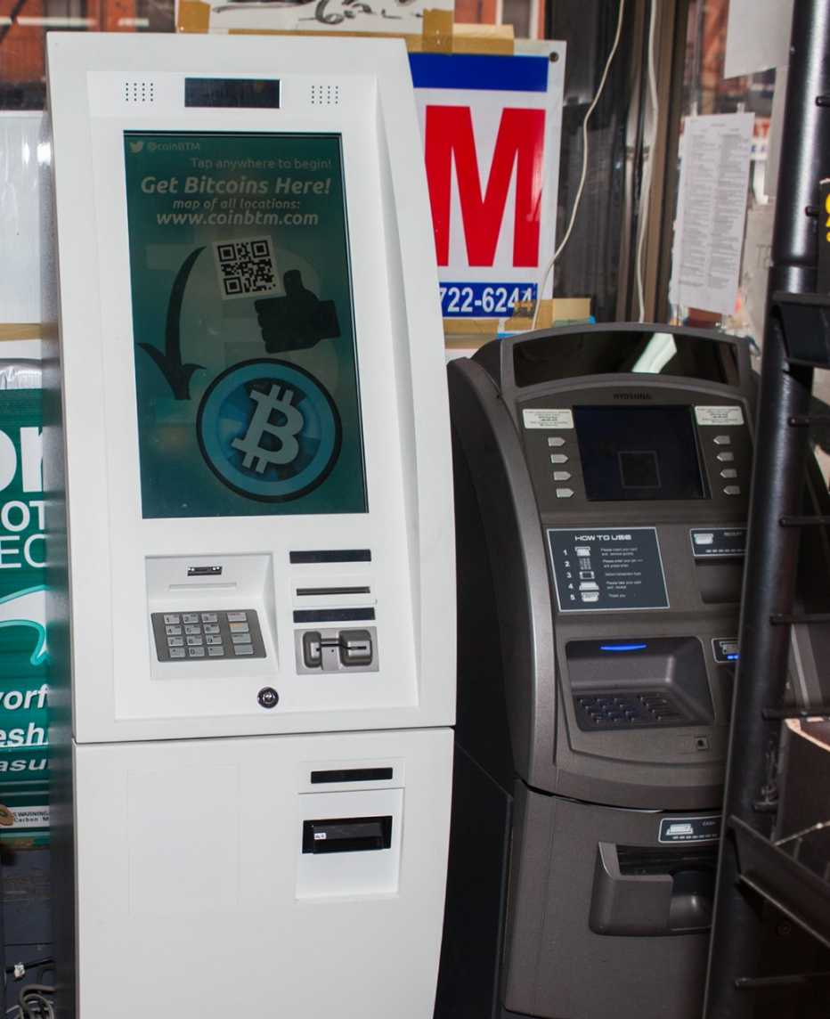 a bitcoin a t m machine in a grocery store