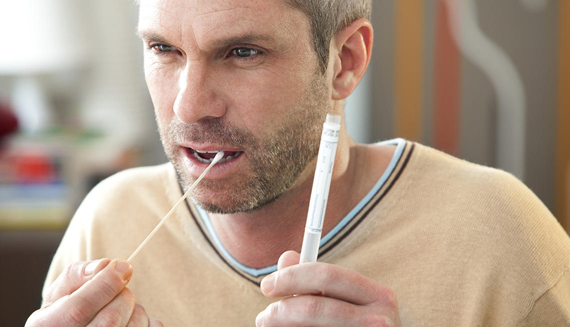 Man uses mouth swab in DNA testing