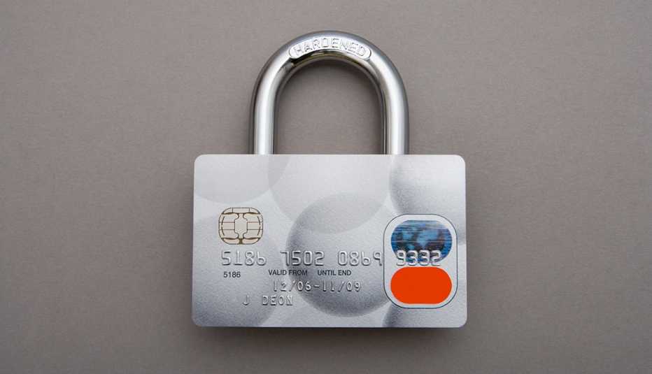 Credit card with a lock on it