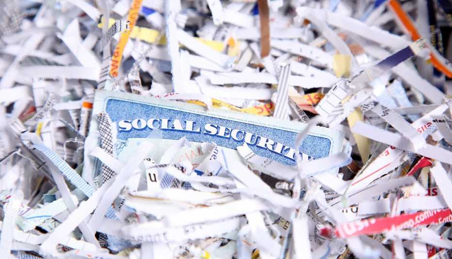 Image of Social Security card in shredded paper