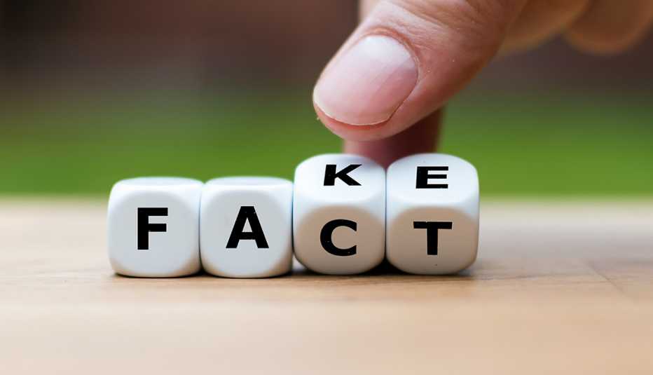 Fact vs Fake information concept with dice