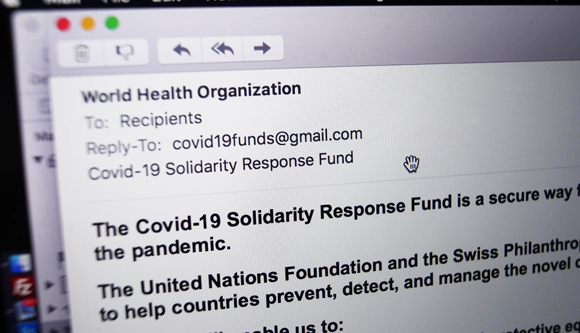  A phishing email from someone posing as the head of the World Health Organization (WHO), and asking recipients to donate money to a coronavirus fund, received on a laptop in London.