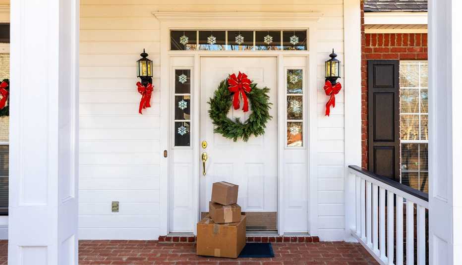 Holiday packages at front door