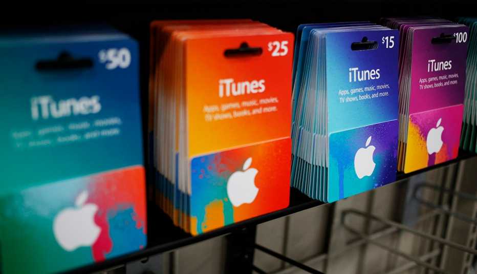 Apple Inc. iTunes gift cards are displayed for sale in a Best Buy Co. store in Chesapeake, Virginia, U.S.