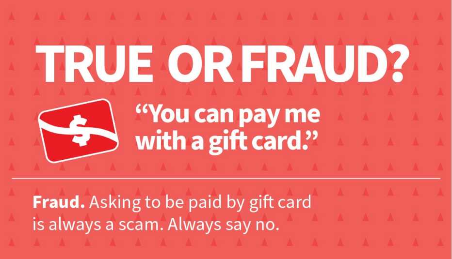 True or Fraud? "You can pay me with a gift card" graphic 