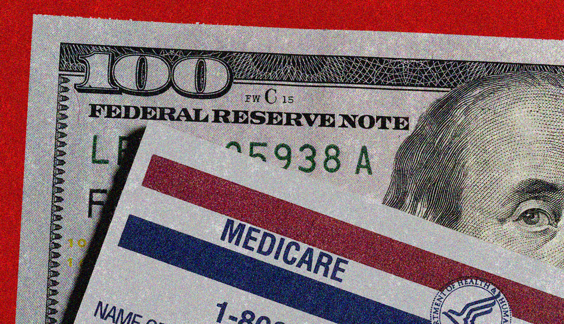 medicare card and a hundred dollar bill 
