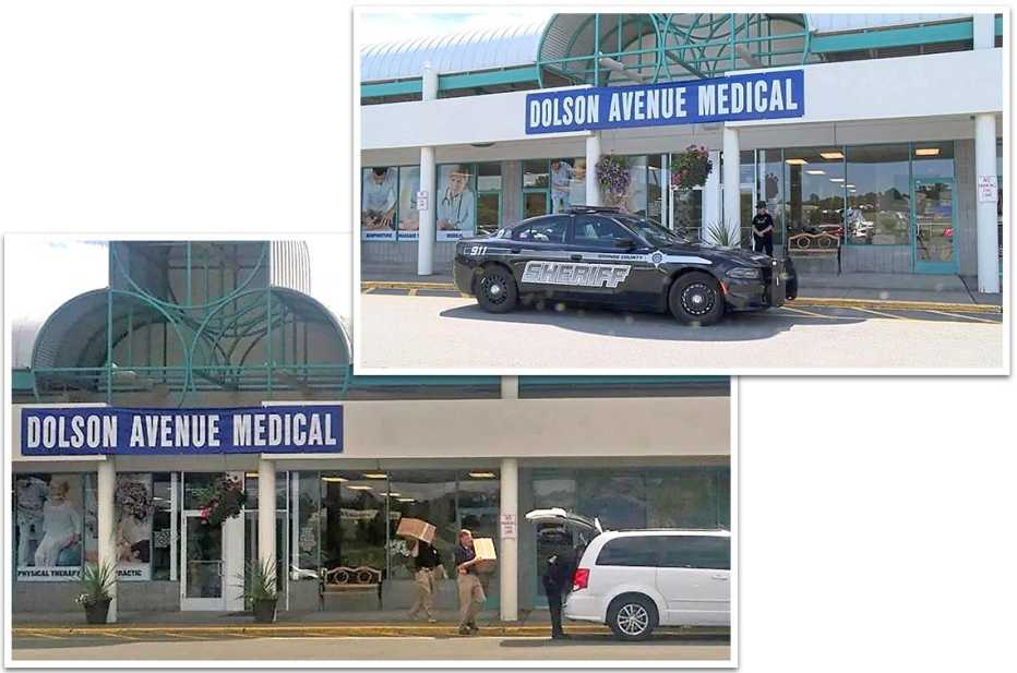 view of the dolson avenue medical clinic where Federal agents collected evidence from the Spinas’ offices in August 2017. 