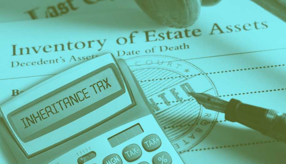 calculator and estate asset document representing the concept of death taxes