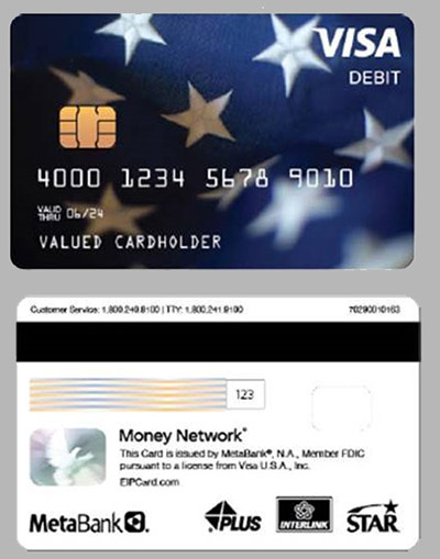 sample IRS stimulus debit card