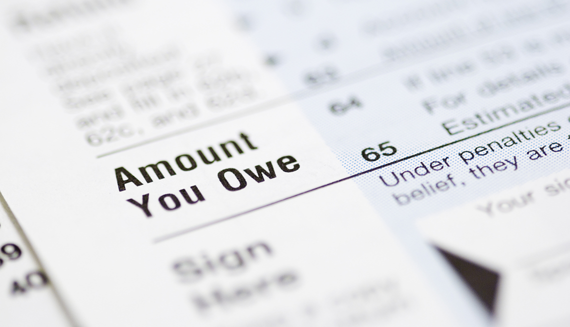 The Amount You Owe box from a 1040 income tax form