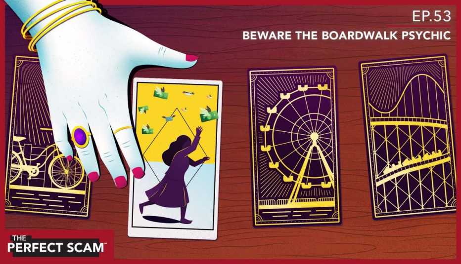 Graphic illustration of a fortune teller scam