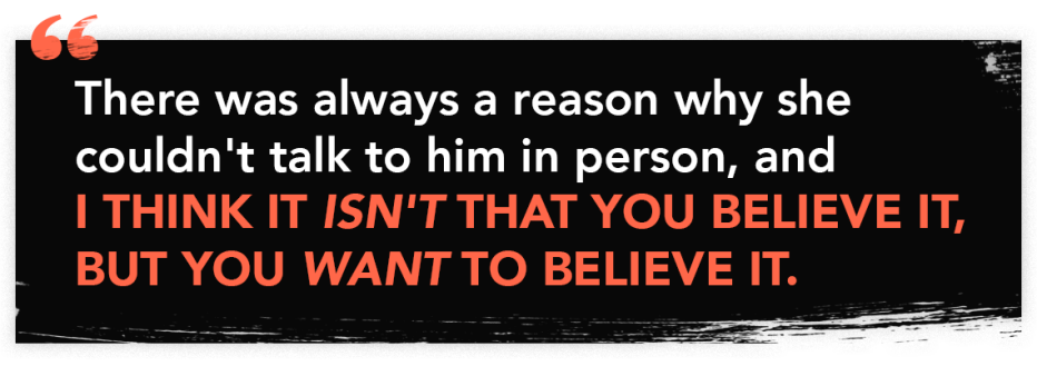 Quote graphic from episode 59 of the Perfect Scam