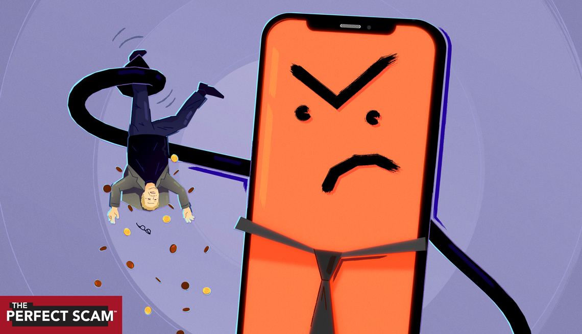 an angry phone is shaking the money out of a person