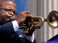 Musician Terence Blanchard performing on his trumpet
