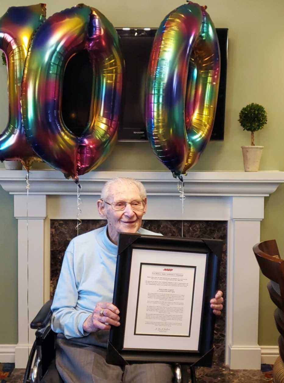 Bernie Nash, former AARP Executive Director, at home on his 100th birthday