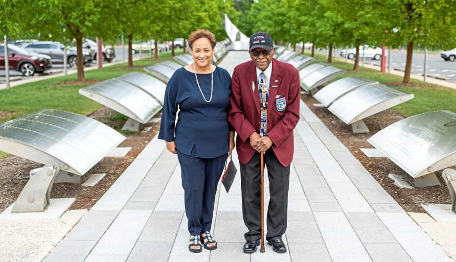 CEO Jo Ann Jenkins and Tuskegee pilot James Harvey III at the National Air and Space Museum