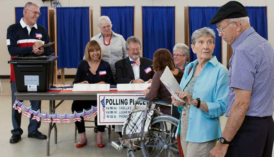 People at a polling place
