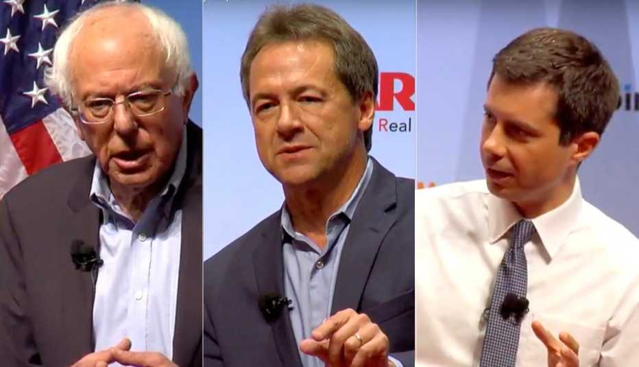 Bernie Sanders, Steve Bullock and Pete Buttigieg