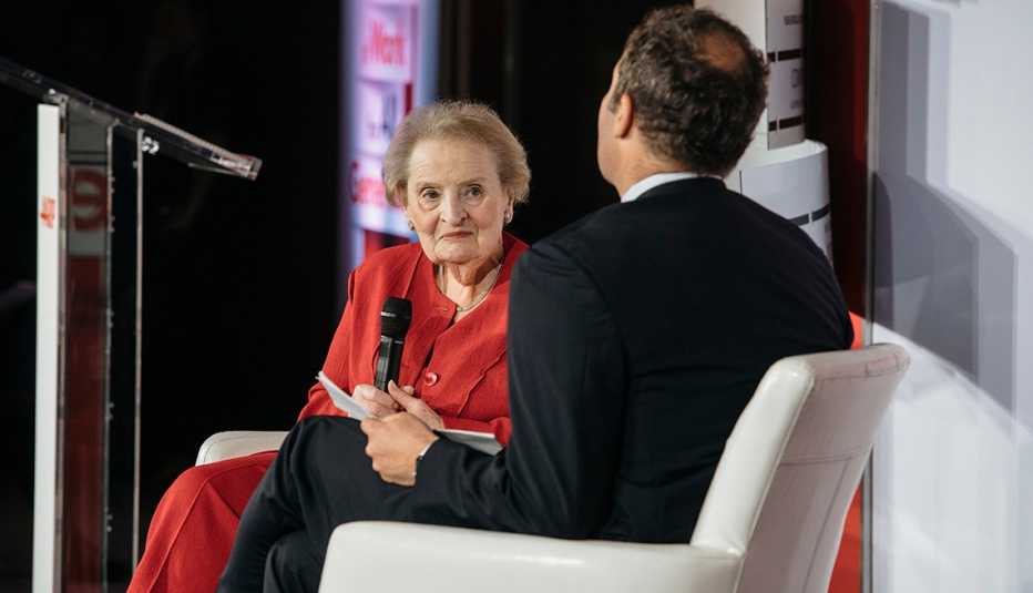 Madeleine Albright talks at an A A R P conference