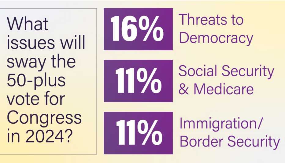 the most important issues at sixteen percent of voters polled are threats to democracy while eleven percent said social security and medicare and eleven percent said immigration and border security