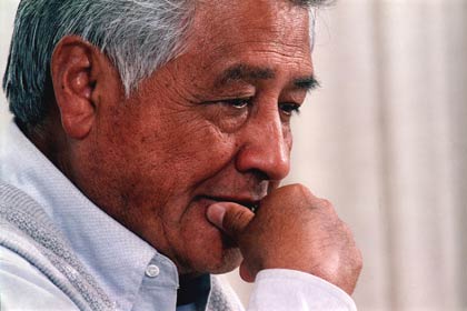 César Chávez, a couple of weeks before his death on April 23, 1993.  The civil and labor rights activist founded the National Association of Farm Workers in 1962, which would become the United Farm Workers (UFW) union in 1966. 