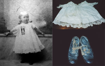 Adella Wotherspoon as infant with dress and shoes
