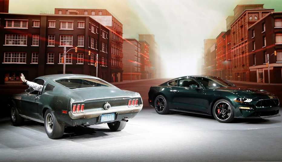 The Mustang Bullitt from 1968, and the new 2019 Mustang Bullit