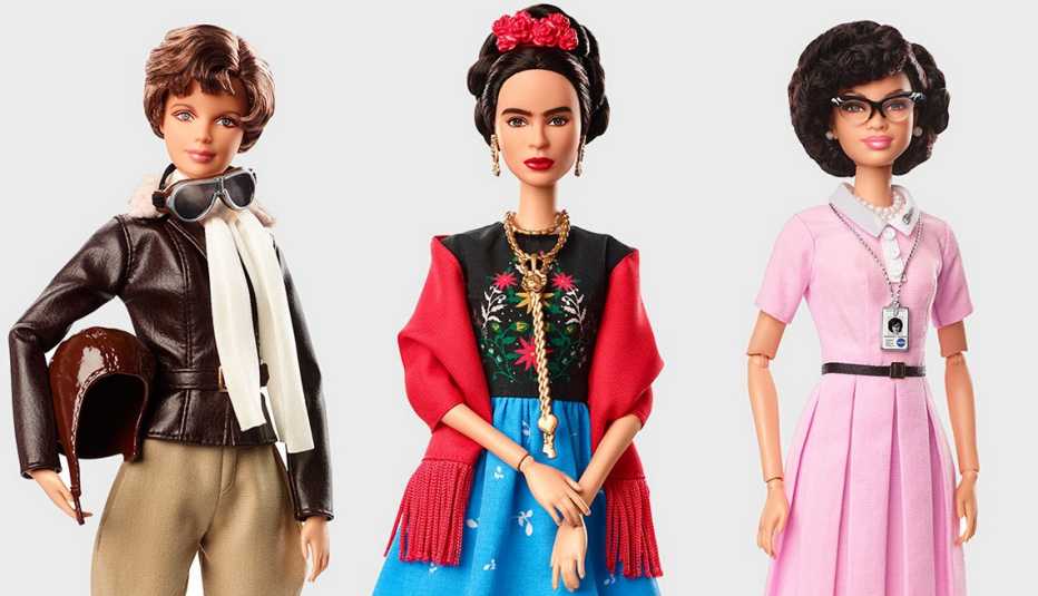 2018 Barbie Inspiring Women are from left, Amelia Earhart, Frida Kahlo and Katherine Johnson. 