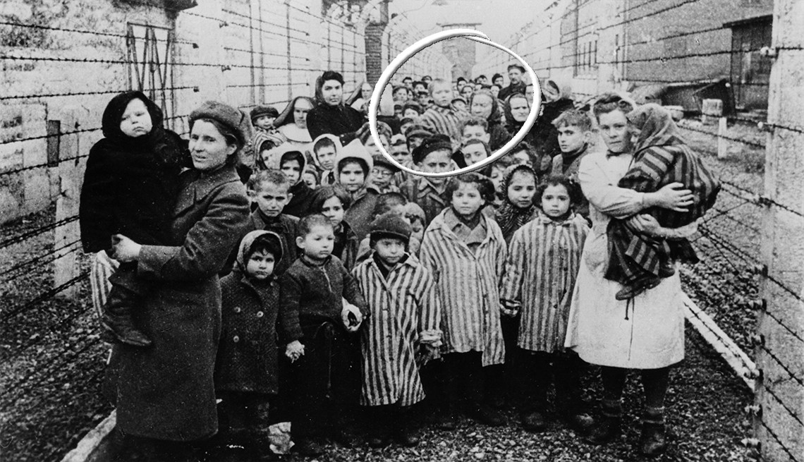 A group of women and children are liberated from the concentration camp Auschwitz