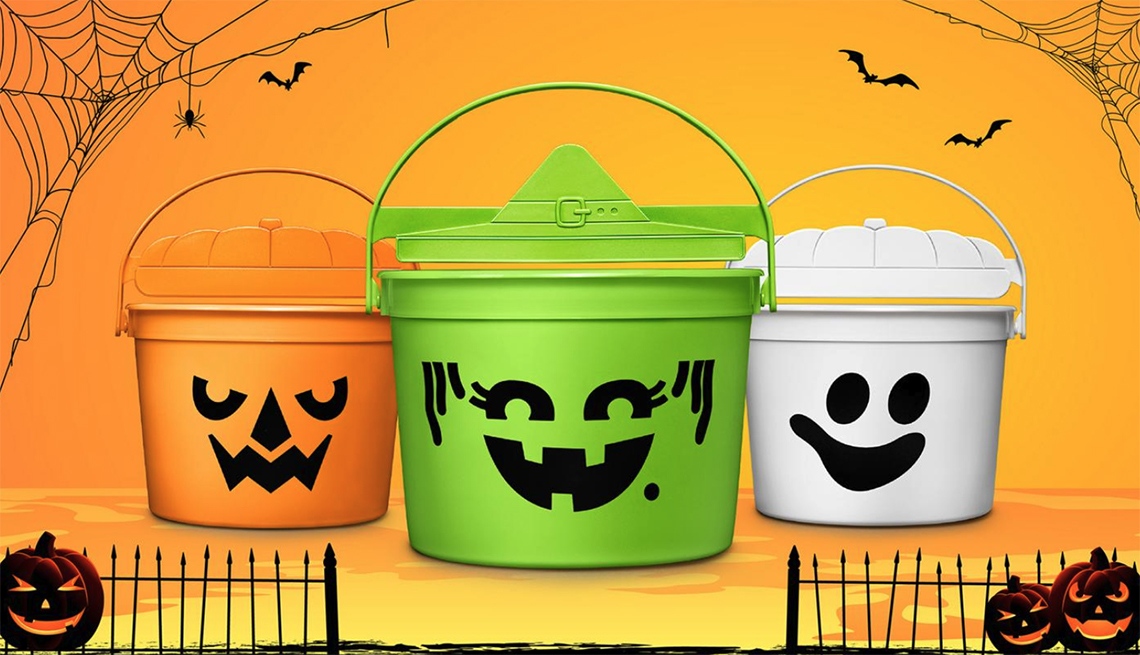 screenshot from McDonalds press release of Halloween Happy Meals in plastic pails