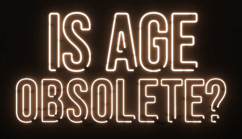 neon sign that asks the question is age obsolete