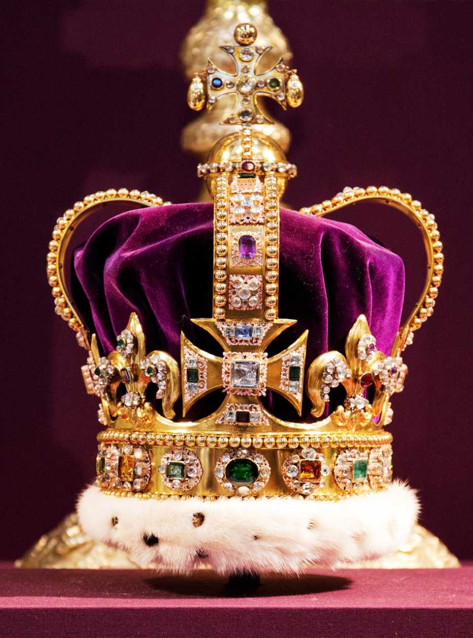 St. Edward's Crown, the crown used in coronations for English and later British monarchs, and one of the senior Crown Jewels of Britain, during a service to celebrate the 60th anniversary of the coronation of Queen Elizabeth II at Westminster Abbey in London on June 4, 2013. 
