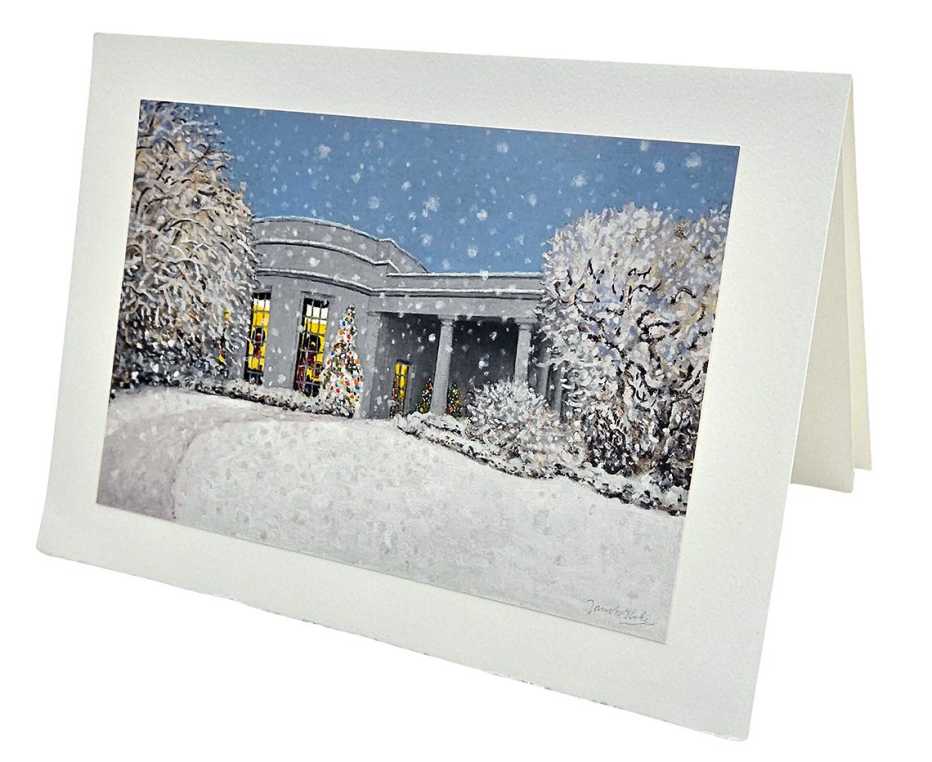 president george w bush's holiday card shows a snowy landscape surrounding the white house