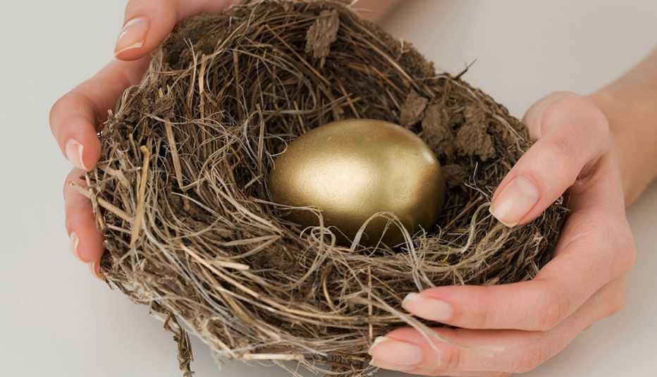 A nest with a gold egg