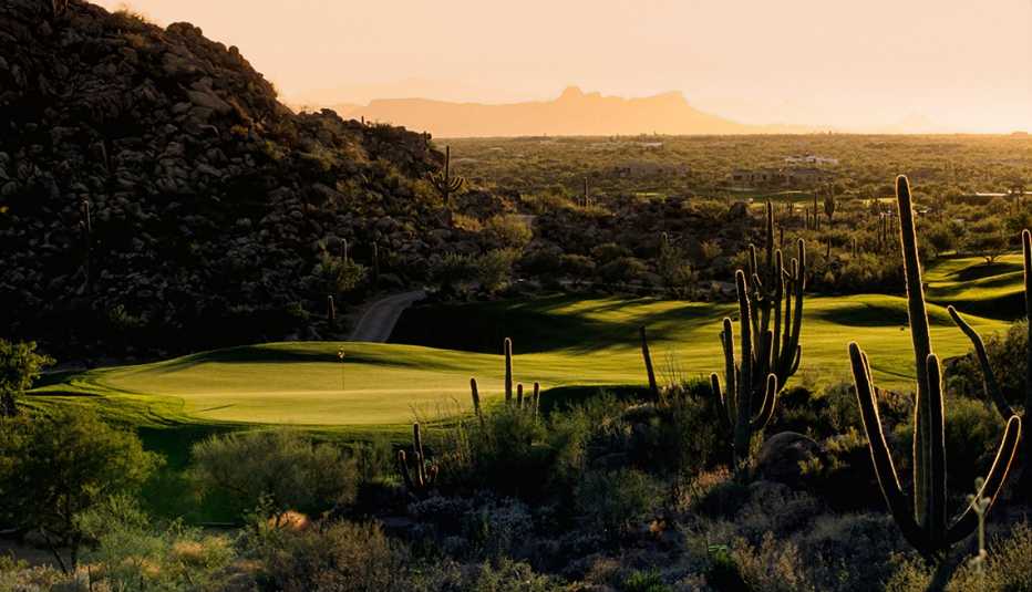 Hole #5 at Stone Canyon Golf Club in the Oro Valley near Tucson, Arizona.
