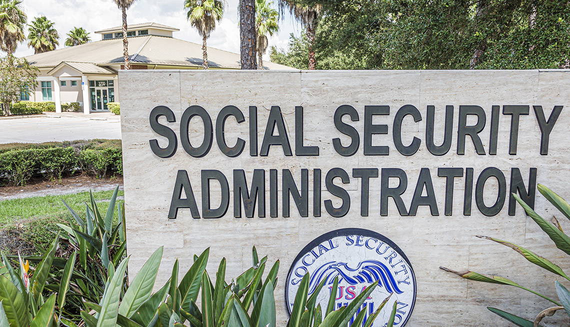 Social Security Administration sign outside an ofice building in Sebring, Florida
