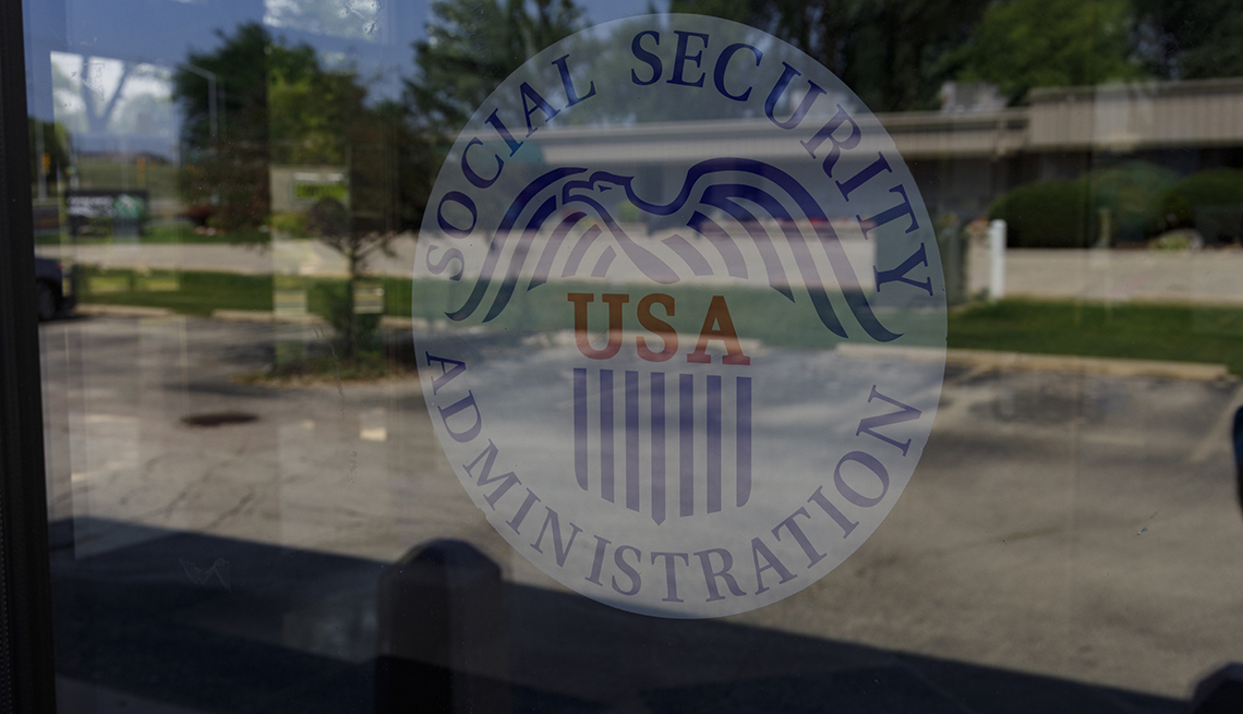 a window bearing the social security administration seal