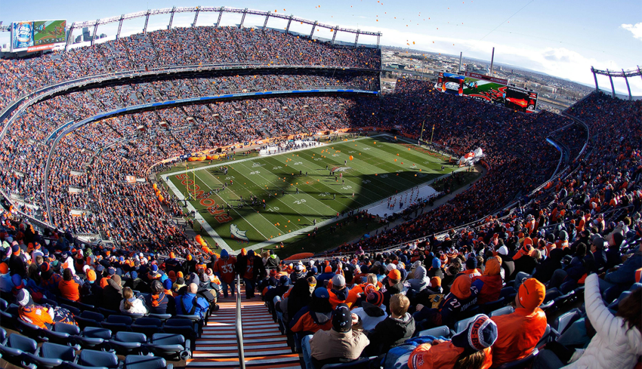 football fans at the mile high stadium in denver colorado