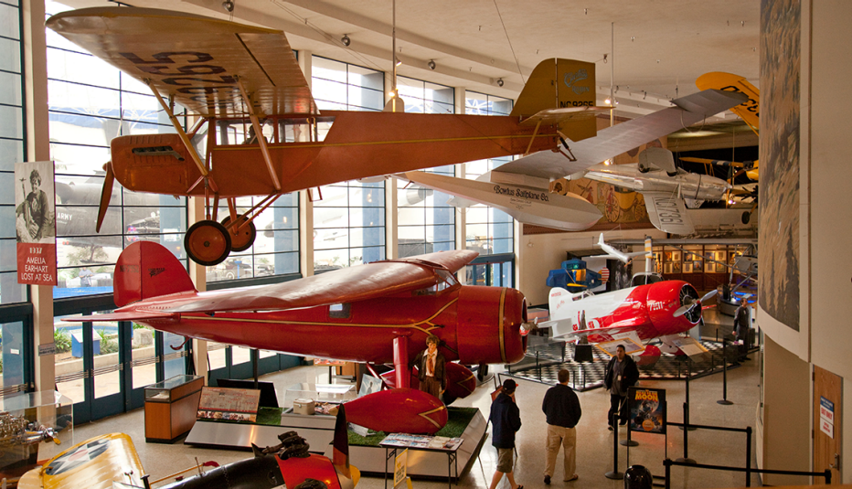 airplanes inside the san diego air and space museum in balboa park california